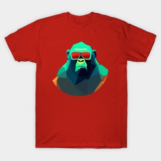 Cool Low Poly Gorilla wearing Sunglasses T-Shirt